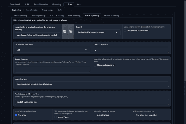 Automatically caption your images with models like WD14 and BLIP.