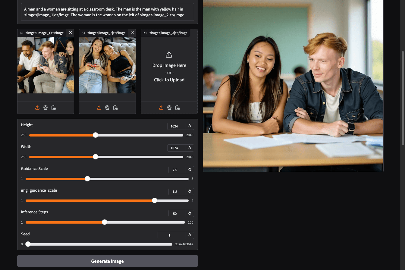 Extract specific characters from input images, and reimagine them in novel scenarios, using simple instructions.