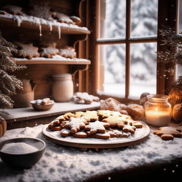 Winter indoor scene with cookies output