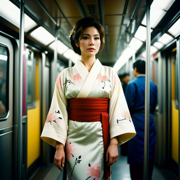 Woman in Kimono on Train