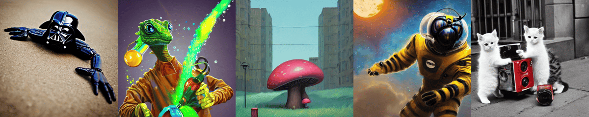 Collage of imaginative generated artworks