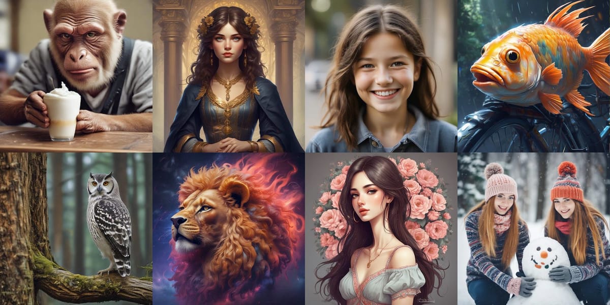 Grid of diverse, high-quality SDXL-Lightning sample outputs