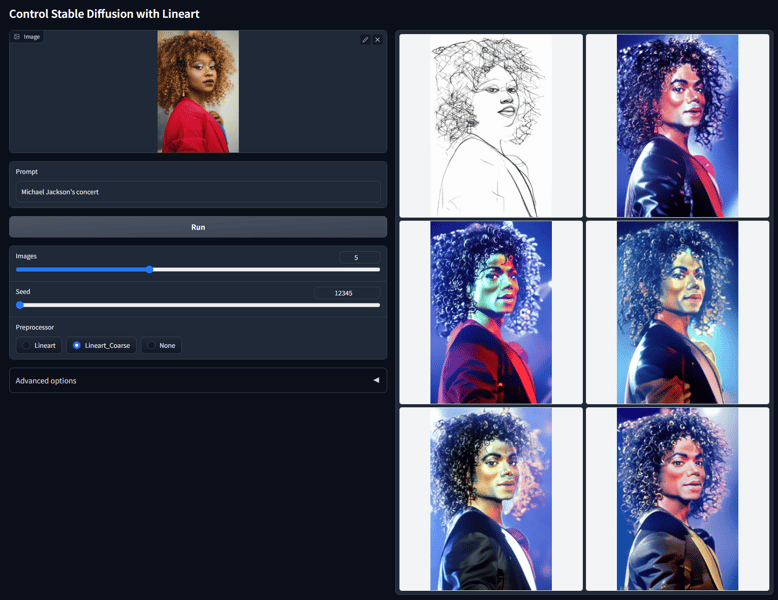 Coarse lineart input with prompt-based person generation