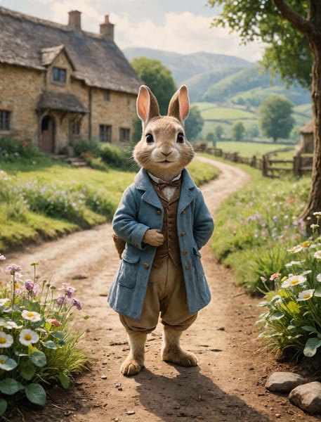 AI-generated image of a rabbit in clothing