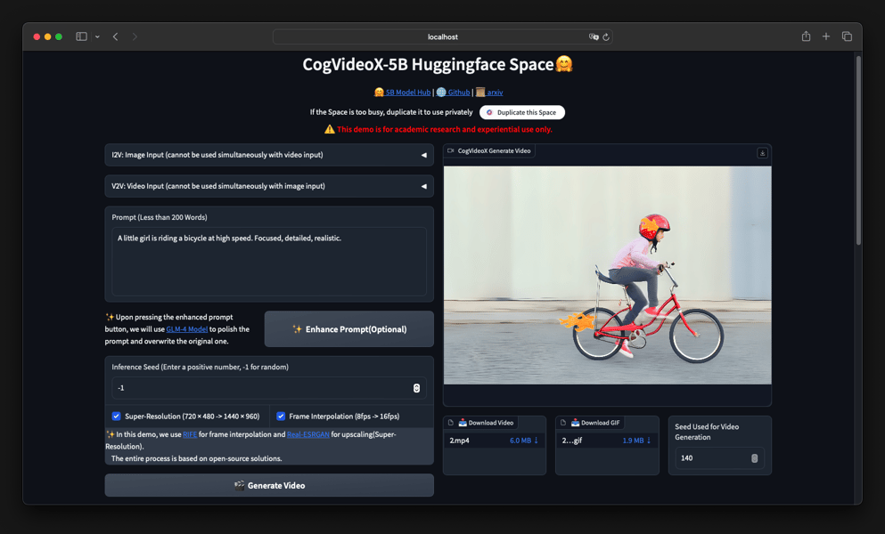 CogVideoX-5B web demo screenshot