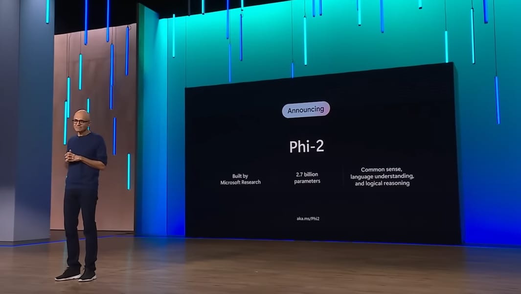 Satya Nadella announces Phi-2 at Microsoft Ignite 2023