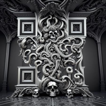 Gothic QR code with skull and tentacle patterns