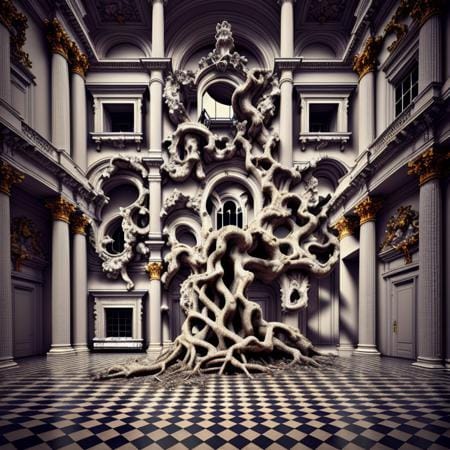 QR code roots in ornate palace