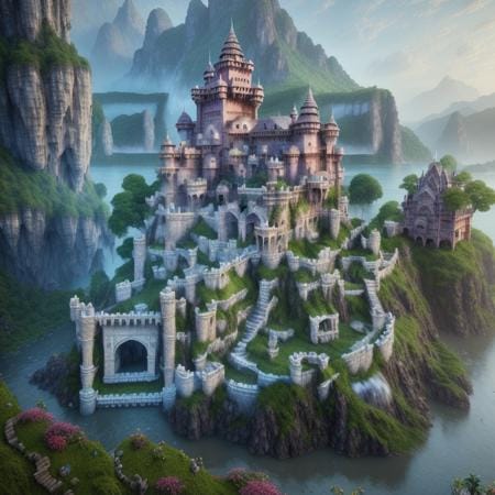 Castle with environmental QR code patterns