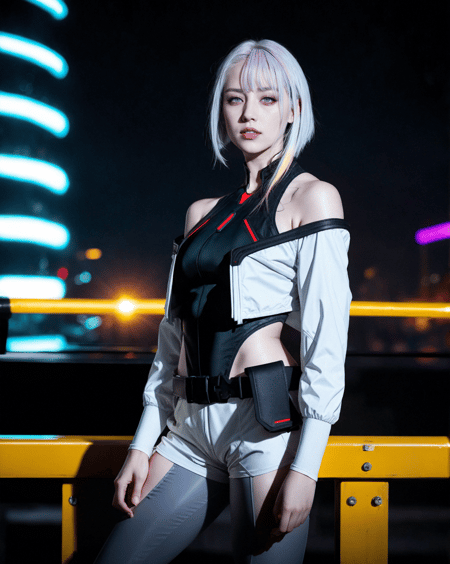 Futuristic cyberpunk-style AI portrait showing a character with dramatic lighting