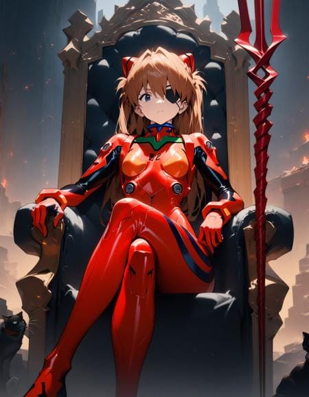Anime-style depiction of Asuka Langley Soryu, output from Animagine XL