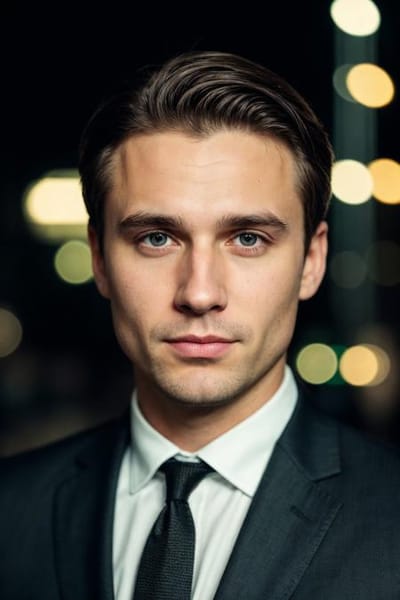 Photorealistic headshot of a young man generated by the model