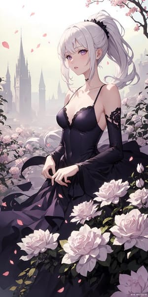 Gothic anime character with roses