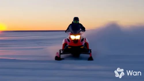 AI-generated snowmobile in motion