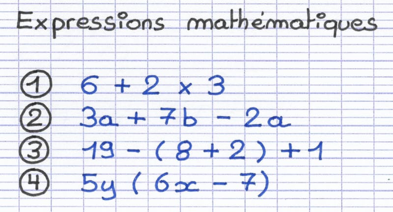 Handwritten mathematical expressions on graph paper